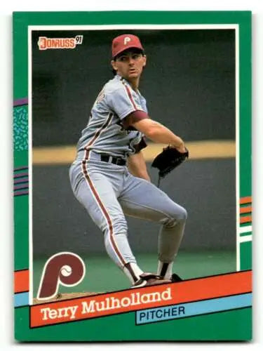 Original gloss Terry Mulholland Philadelphia Phillies baseball card from 1991 Donruss ID 55359