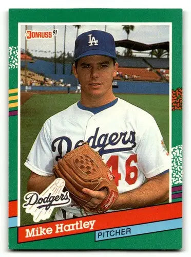 Original gloss Mike Hartley Los Angeles Dodgers baseball card from 1991 Donruss #545