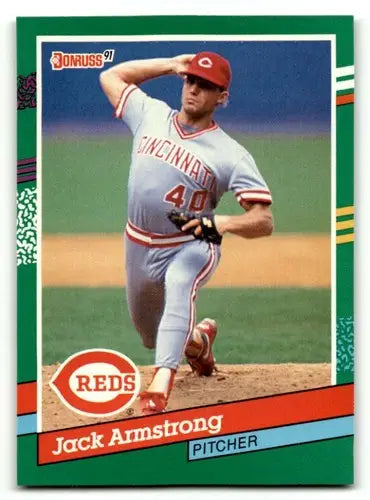Original gloss 1991 Donruss Jack Armstrong Cincinnati Reds baseball card image