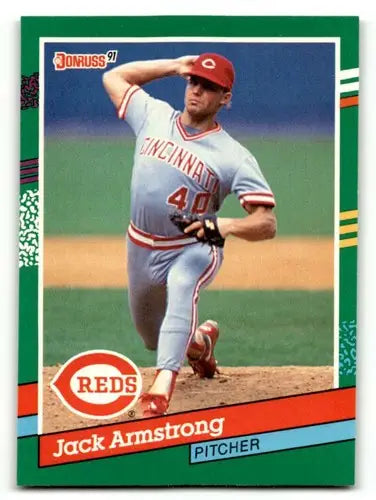 Original gloss 1991 Donruss Jack Armstrong Cincinnati Reds baseball card image