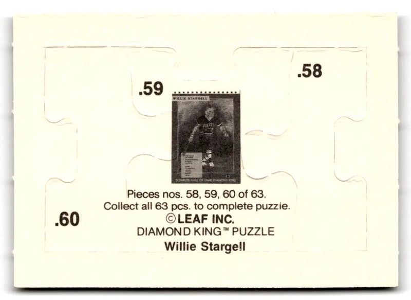 1991 Donruss #58-60a Willie Stargell Willie Stargell Puzzle - Baseball Card Single