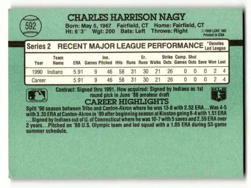 1991 Donruss #592 Charles Nagy Cleveland Indians Baseball Cards EX/N ID:57689 - Baseball Card Single