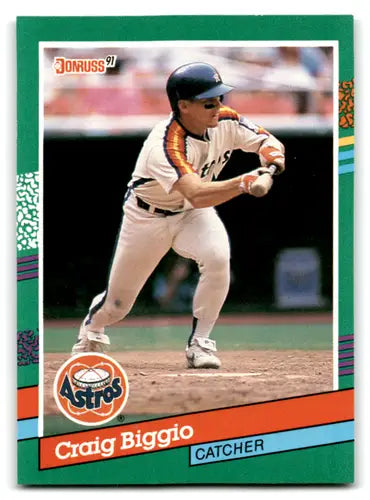 Original gloss Craig Biggio baseball card 1991 Donruss NM Near Mint Astros ID67199