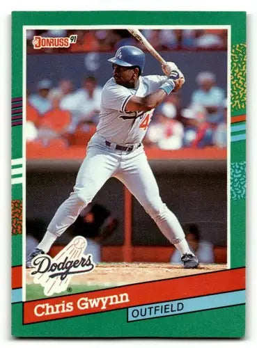 Original gloss Chris Gwynn Los baseball card from 1991 Donruss Los Angeles Dodgers