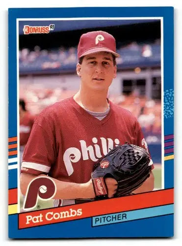 Pat Combs Phillies baseball card with original gloss from 1991 Donruss series