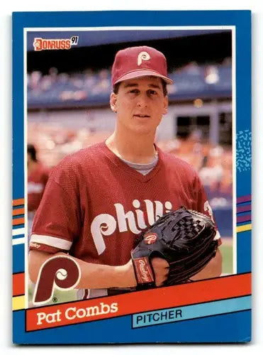 Original gloss Pat Combs Philadelphia Phillies baseball card from 1991 Donruss series