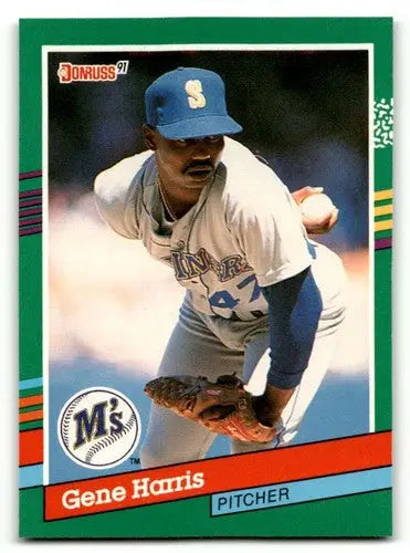 Original gloss 1991 Donruss Gene Harris Seattle Mariners baseball card display