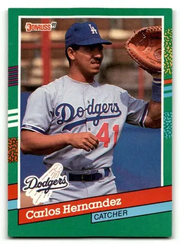 Original gloss 1991 Donruss Carlos Hernandez Los Angeles Dodgers baseball card image