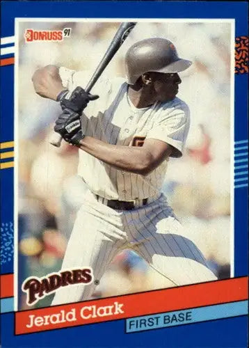Original gloss Jerald Clark baseball card from 1991 Donruss Padres ID 2485