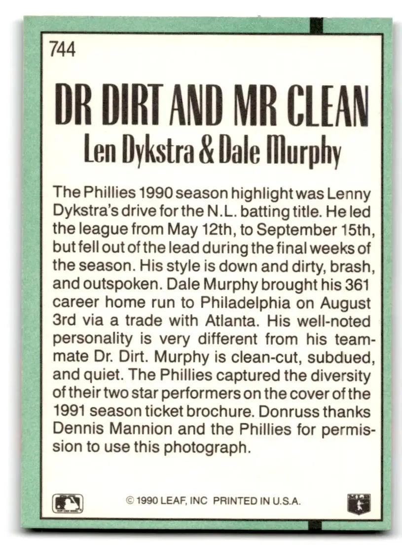 1991 Donruss #744a Dr. Dirt and Mr. Clean - Baseball Card Single