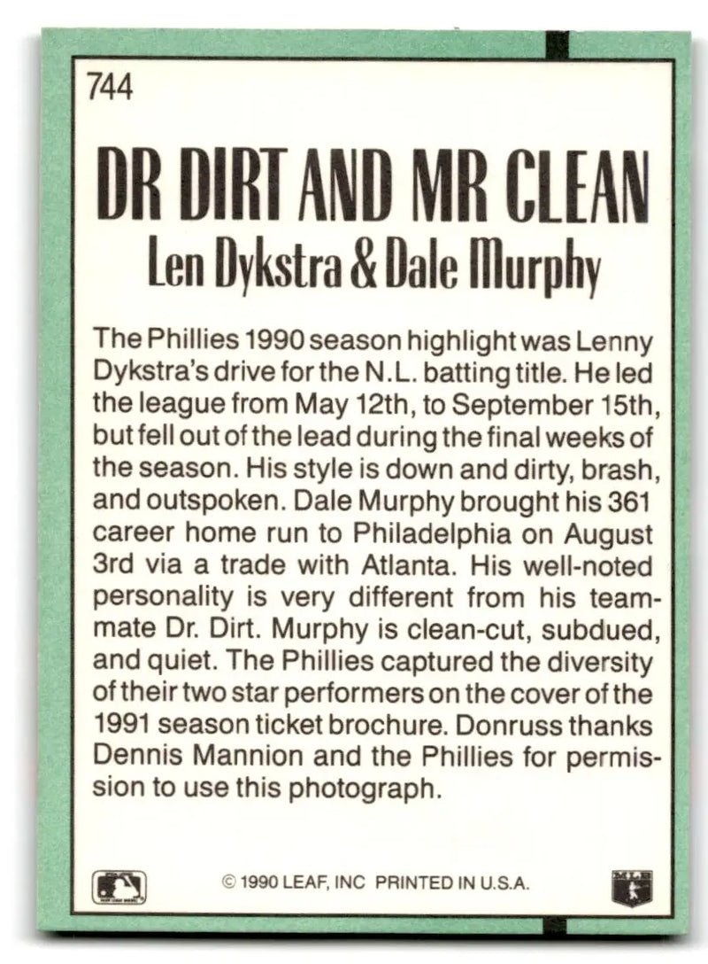 1991 Donruss #744a Dr. Dirt and Mr. Clean - Baseball Card Single