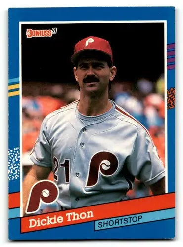 Original gloss Dickie Thon Philadelphia Phillies baseball card from 1991 Donruss series