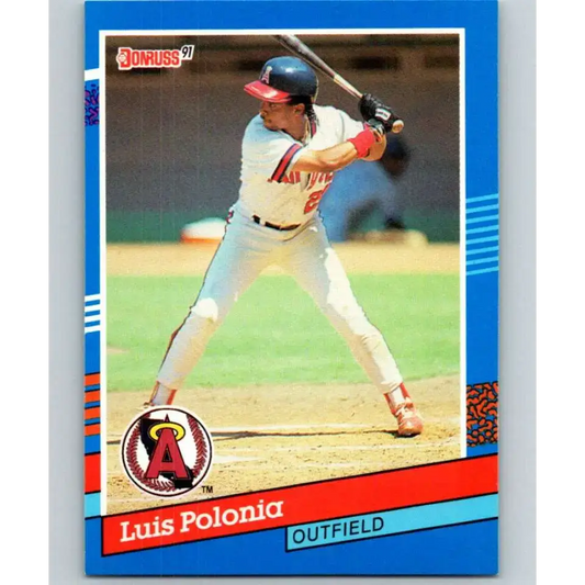 1991 Donruss #93 Luis Polonia NM-MT California Angels Baseball Card - Baseball Card Single