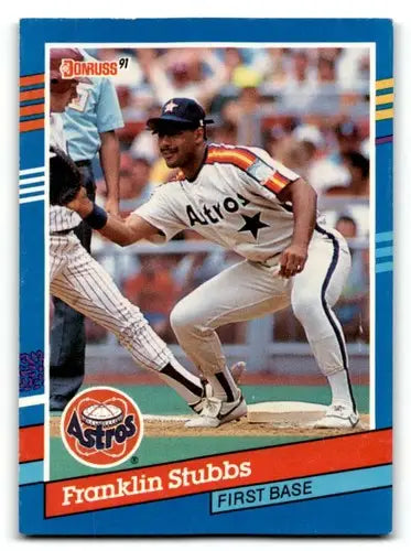 Original gloss Franklin Stubbs Houston baseball card featuring Stubbs Houston Astros team logo