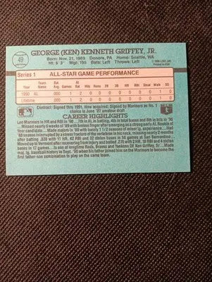 1991 Donruss - All-Stars Ken Griffey Jr #49. 3 Purple Stripes. Mariners. NRMT+ - Baseball Card Single