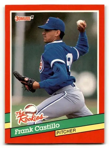 Original gloss Frank Castillo Chicago Cubs baseball card from 1991 Donruss The Rookies