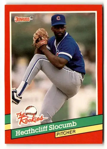 Original gloss Heathcliff Slocumb baseball card 1991 Donruss The Rookies NrMt-Mt