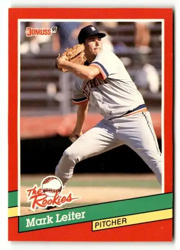 Original gloss Mark Leiter baseball card from 1991 Donruss The Rookies series