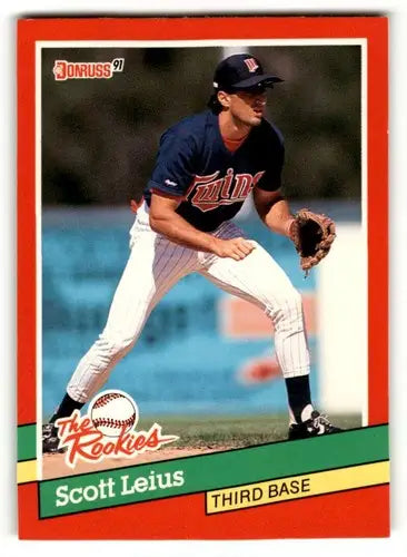 Scott Leius Minnesota Twins baseball card from 1991 Donruss The Rookies with original gloss
