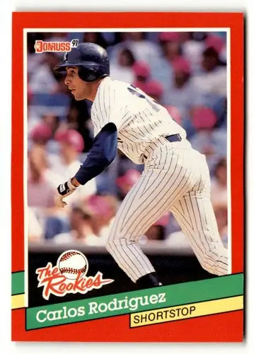 1991 Donruss The Rookies Carlos Rodriguez baseball card with original gloss NRMT-MT status