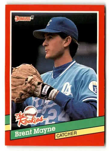 Brent Mayne Kansas City Royals baseball card from 1991 Donruss The Rookies
