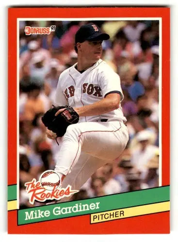 Original gloss Mike Gardiner Boston baseball card from 1991 Donruss The Rookies series