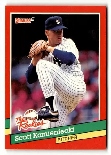 1991 Donruss The Rookies Scott Kamieniecki baseball card with original gloss displayed