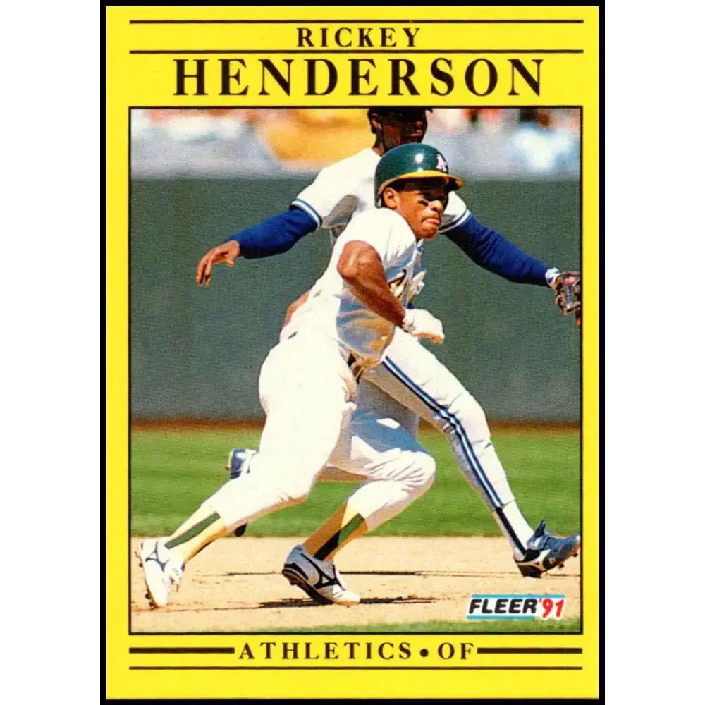 1991 Fleer #10 Rickey Henderson NM-MT Oakland Athletics Baseball Card - Baseball Card Single