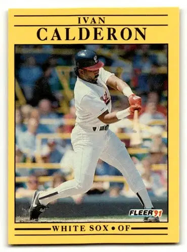 Original gloss Ivan Calderon Chicago White Sox baseball card from 1991 Fleer NM Ne