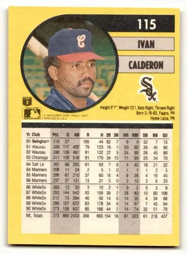 Original gloss baseball card of Ivan Calderon Chicago White Sox player in 1991 Fleer set