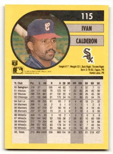 1991 Fleer #115 Ivan Calderon Chicago White Sox Baseball Cards NM Ne ID:58076 - Baseball Card Single