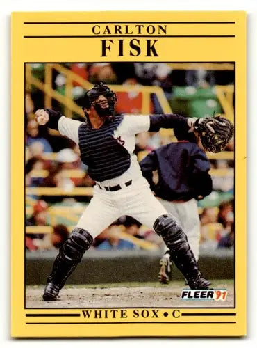 Carlton Fisk Chicago baseball card from 1991 Fleer #118 Chicago White Sox NM