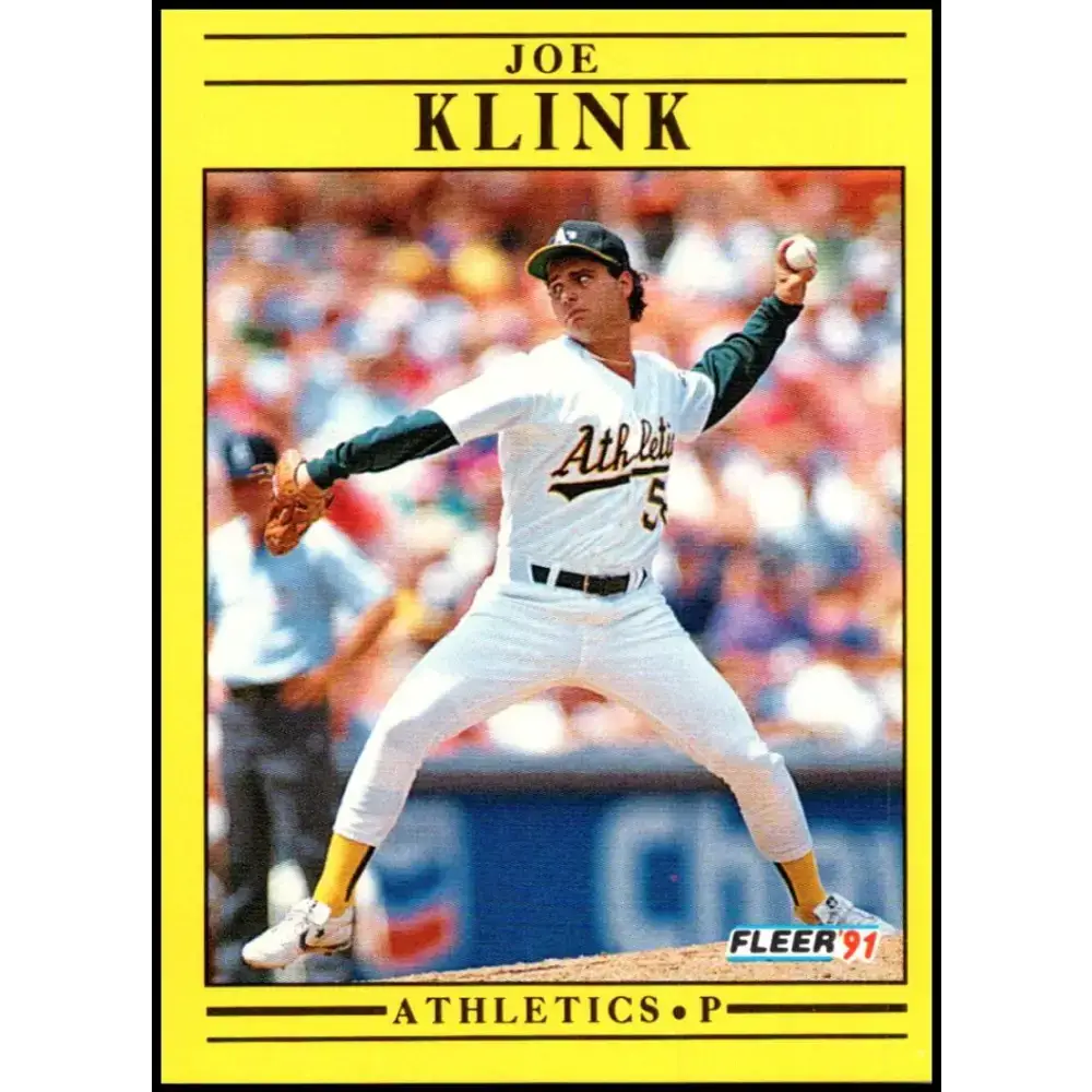 1991 Fleer #13 Joe Klink NM-MT Oakland Athletics Baseball Card - Baseball Card Single