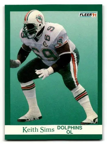 1991 Fleer #130 Keith Sims Miami Dolphins Football Cards NM Near Min ID:60517 - Football Card Single