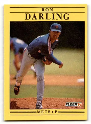 Original gloss Ron Darling wax baseball card from 1991 Fleer #144a darling wax cello pack in ID:58136