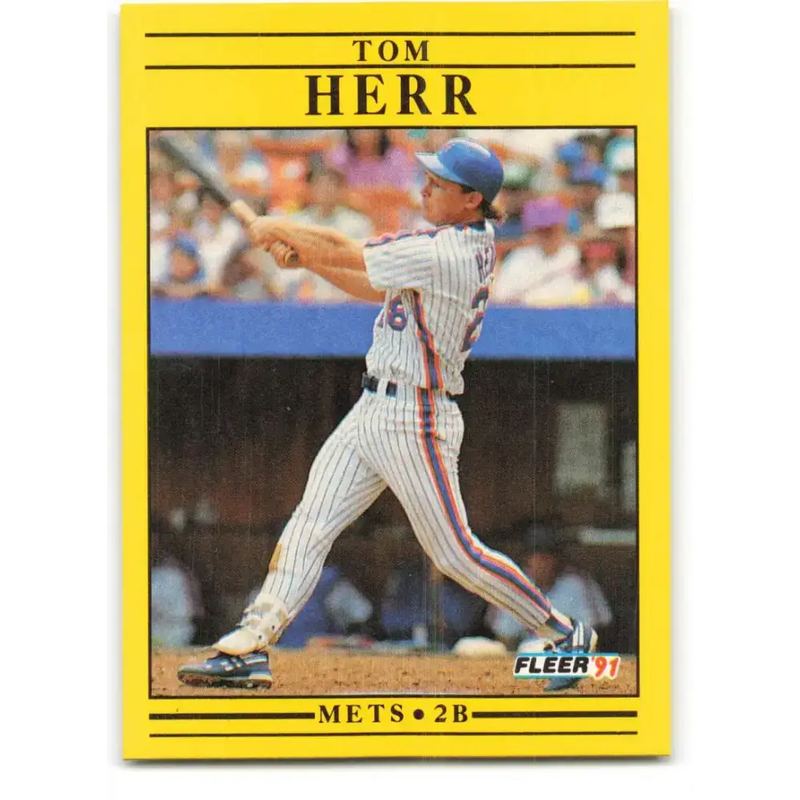 1991 Fleer #149 Tom Herr NM-MT New York Mets Baseball Card - Baseball Card Single