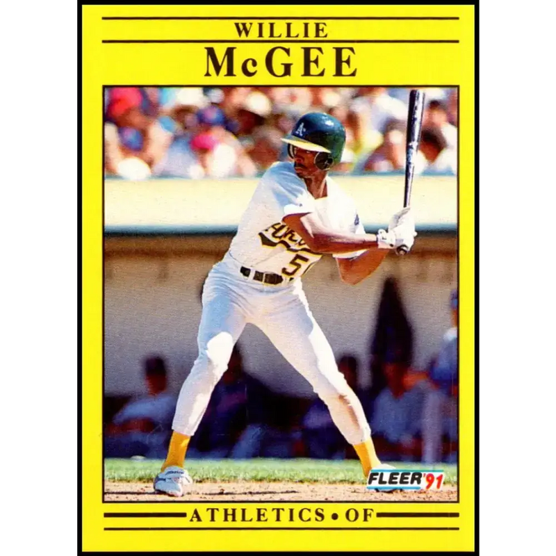 1991 Fleer #16 Willie McGee NM-MT Oakland Athletics Baseball Card - Baseball Card Single