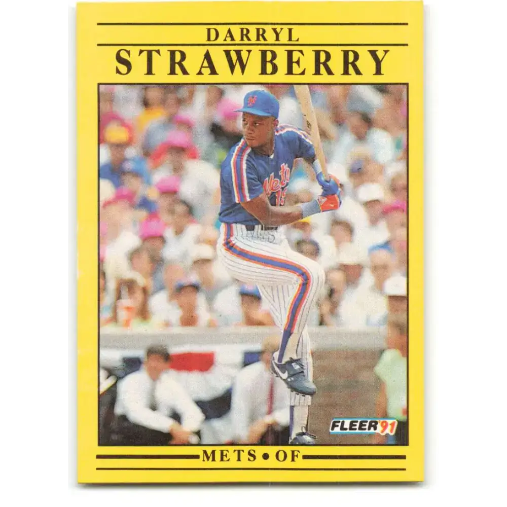 1991 Fleer #161 Darryl Strawberry NM-MT New York Mets Baseball Card - Baseball Card Single