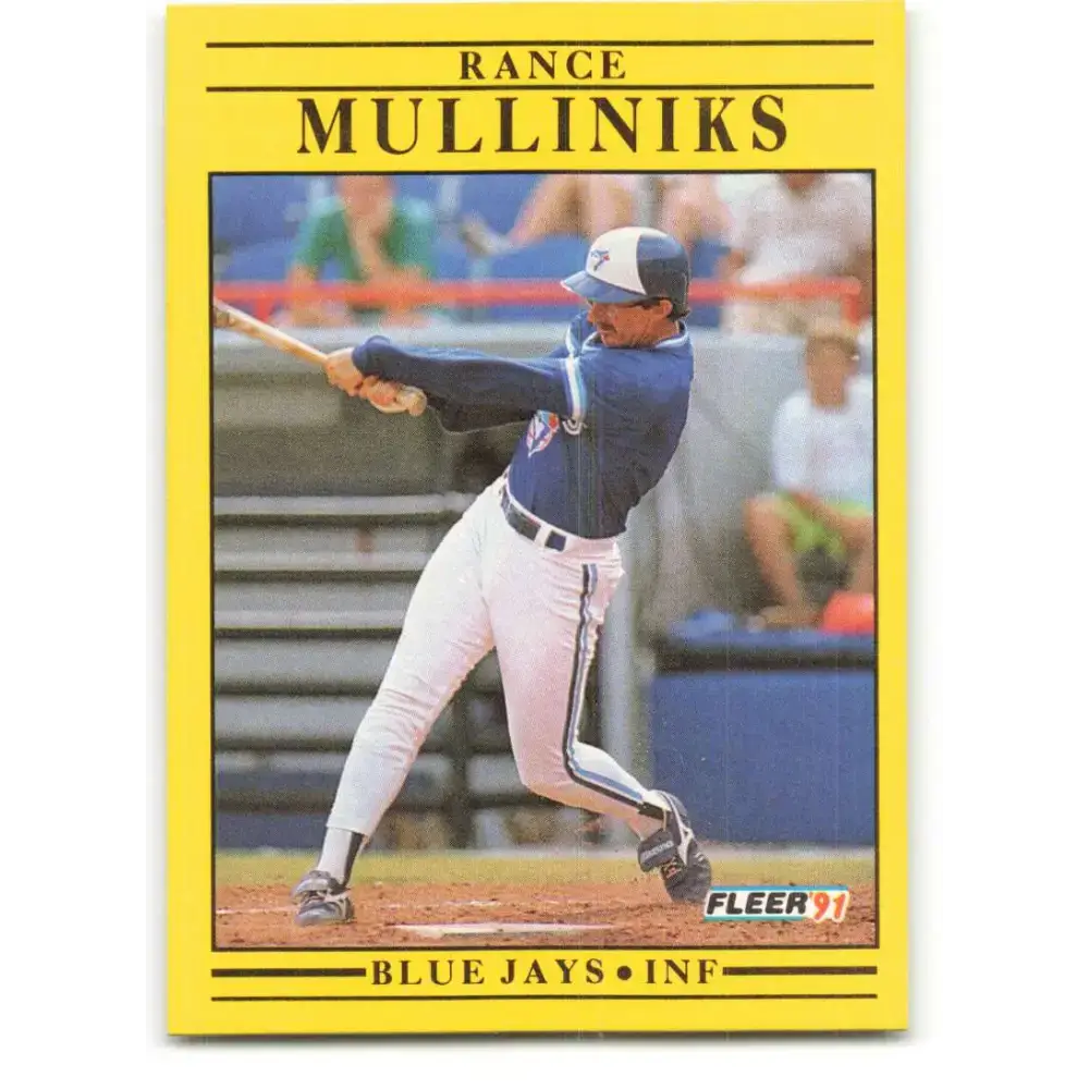 1991 Fleer #181 Rance Mulliniks NM-MT Toronto Blue Jays Baseball Card - Baseball Card Single