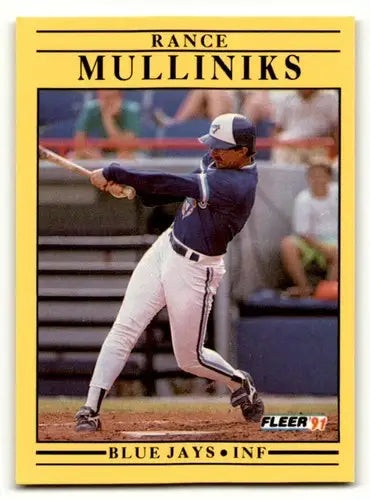 Image of 1991 Fleer Rance Mulliniks Toronto Blue Jays baseball card, NM condition
