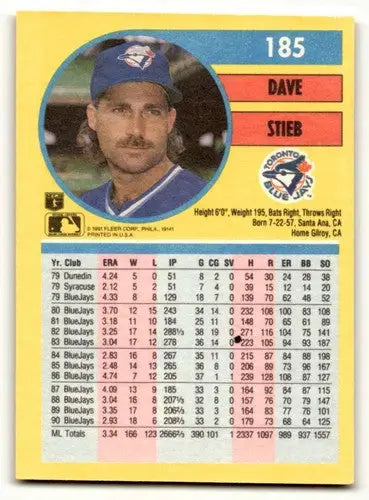 1991 Fleer 185a Dave Stieb wax cello pack baseball card product ID 58108