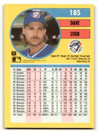 1991 Fleer Dave Stieb baseball card from wax cello pack, sports memorabilia collectible