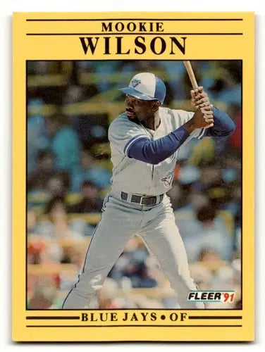 Original gloss Mookie Wilson Toronto baseball card from 1991 Fleer #192 Wilson Toronto Blue Jays