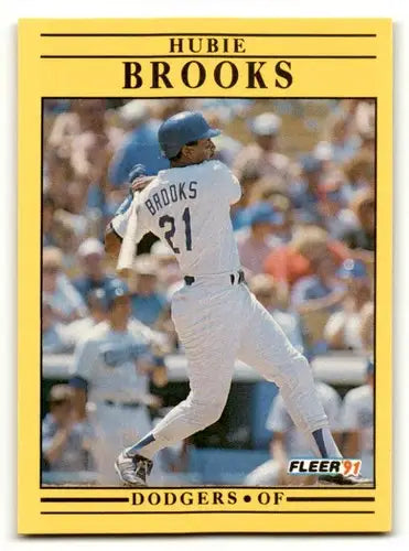 Original gloss Hubie Brooks Dodgers baseball card 1991 Fleer #195 NM N