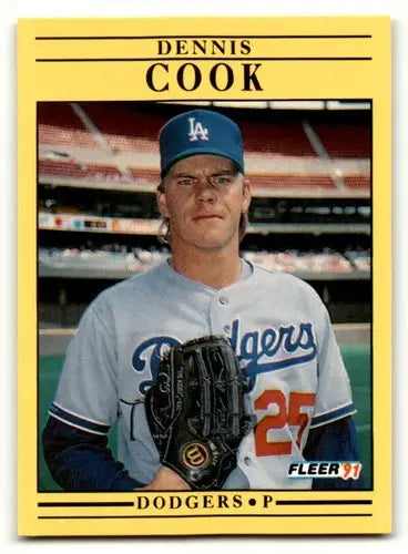 Original gloss Dennis Cook Los Angeles Dodgers baseball card front side image
