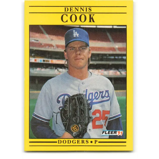 1991 Fleer #196 Dennis Cook NM-MT Los Angeles Dodgers Baseball Card - Baseball Card Single