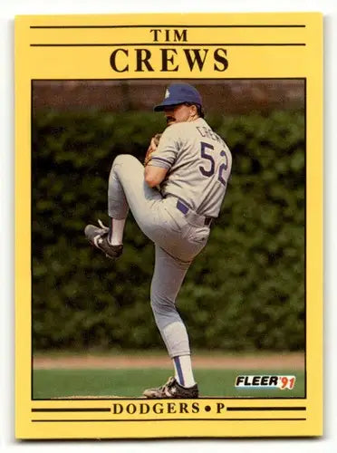 1991 Fleer Tim Crews Los Angeles Dodgers baseball card showing Tim Crews Los