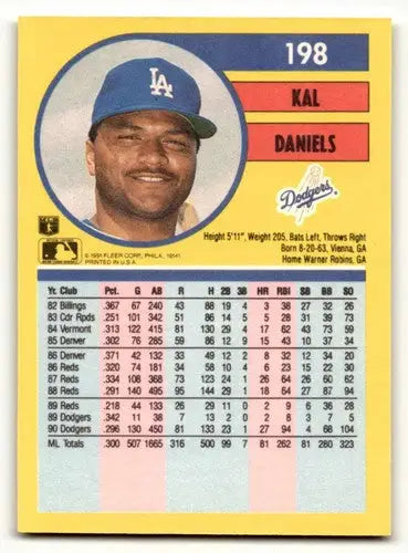 1991 Fleer #198 Kal Daniels Los Angeles Dodgers Baseball Cards EX/NM ID:55211 - Baseball Card Single