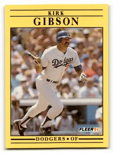 Original gloss Kirk Gibson baseball card featuring Los Angeles Dodgers player