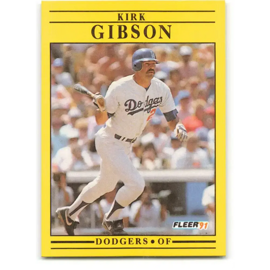 1991 Fleer #199 Kirk Gibson NM-MT Los Angeles Dodgers Baseball Card - Baseball Card Single